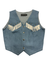 Load image into Gallery viewer, Blue Denim Fringe Studded Vest