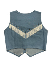 Load image into Gallery viewer, Blue Denim Fringe Studded Vest