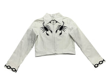Load image into Gallery viewer, White Denim Chain Tail Scorpion and Fringe Jacket