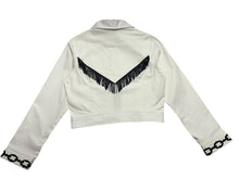 Load image into Gallery viewer, White Denim Chain Tail Scorpion and Fringe Jacket