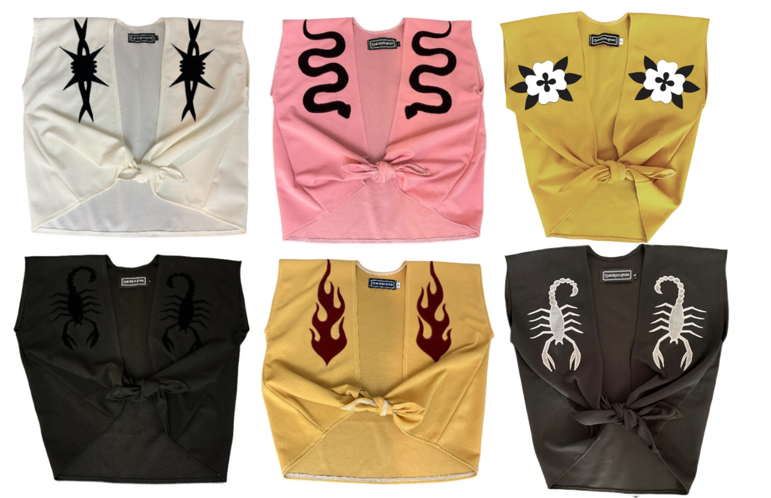 Tie Front Shirts - Flame, Snake, Scorpion, Chain, Barbed Wire