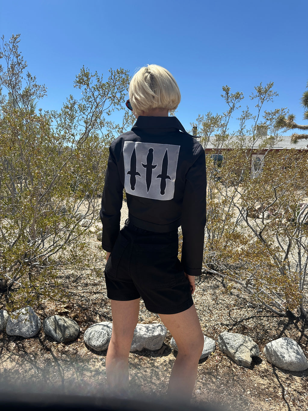 Black Denim Dagger Jacket