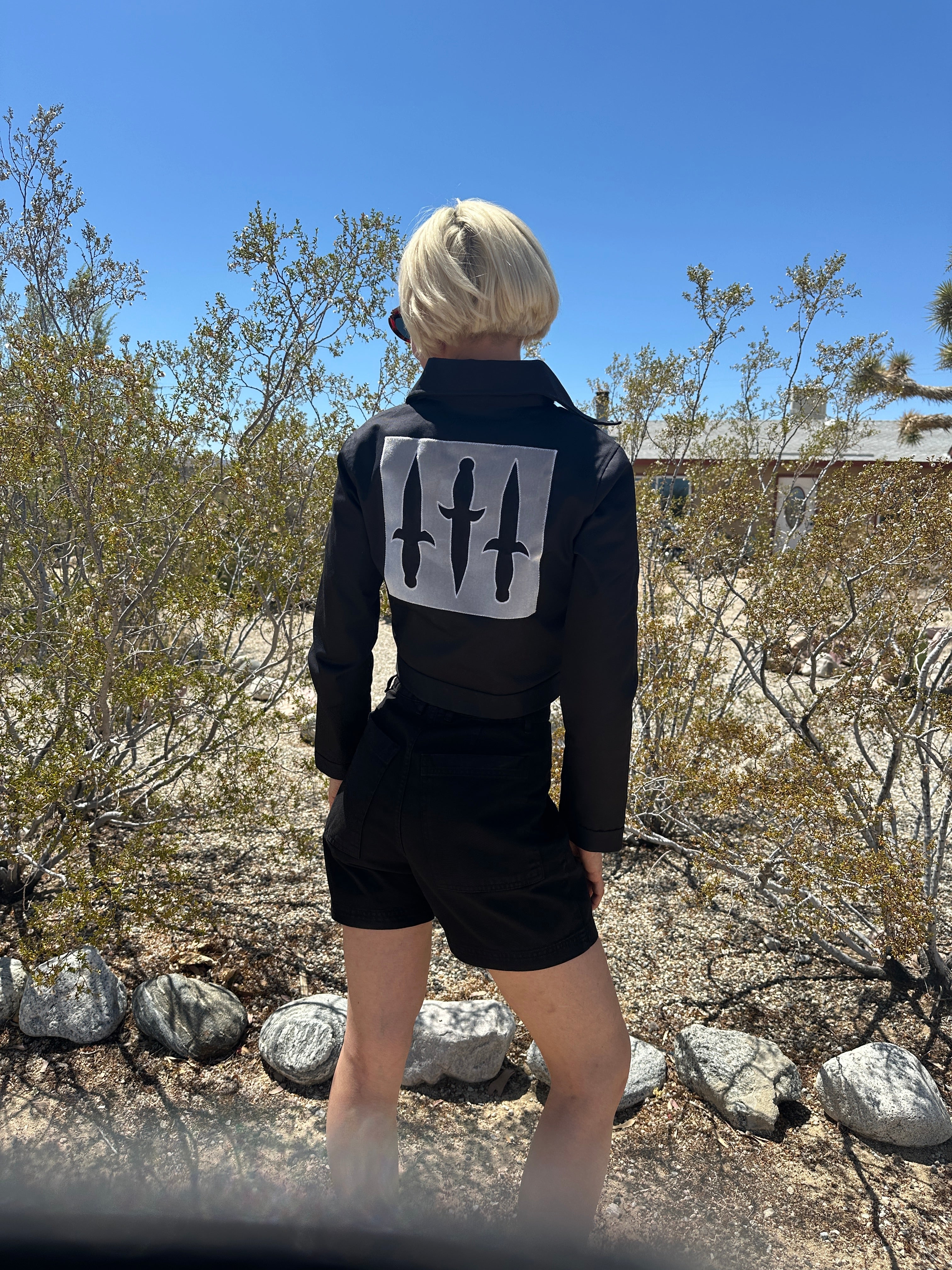 Black Denim Dagger Jacket