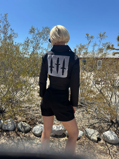 Black Denim Dagger Jacket