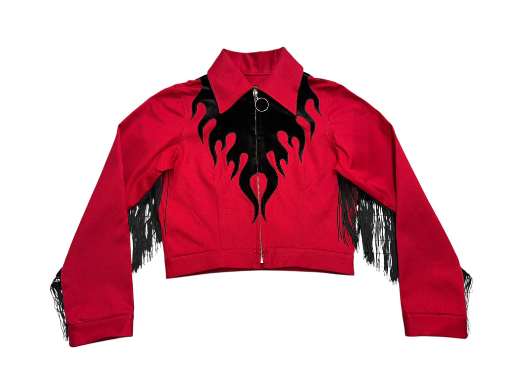 Red Flame and Fringe Suit