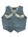 Blue Denim Fringe Studded Vest