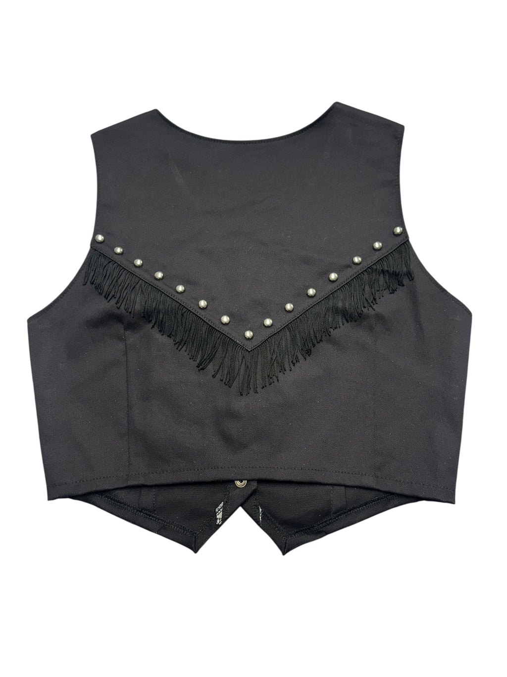 Black Denim Fringe Studded Vest