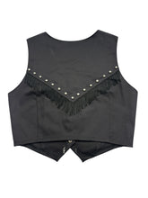 Load image into Gallery viewer, Black Denim Fringe Studded Vest
