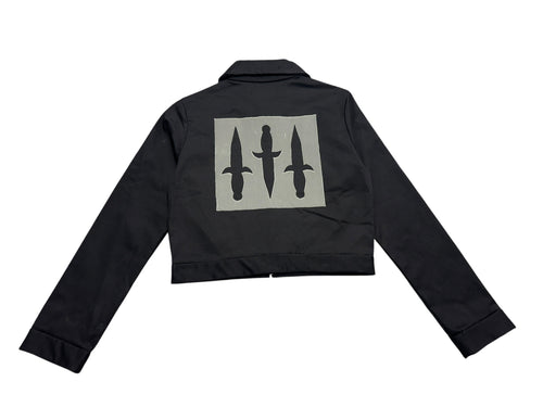 Black Denim Dagger Jacket