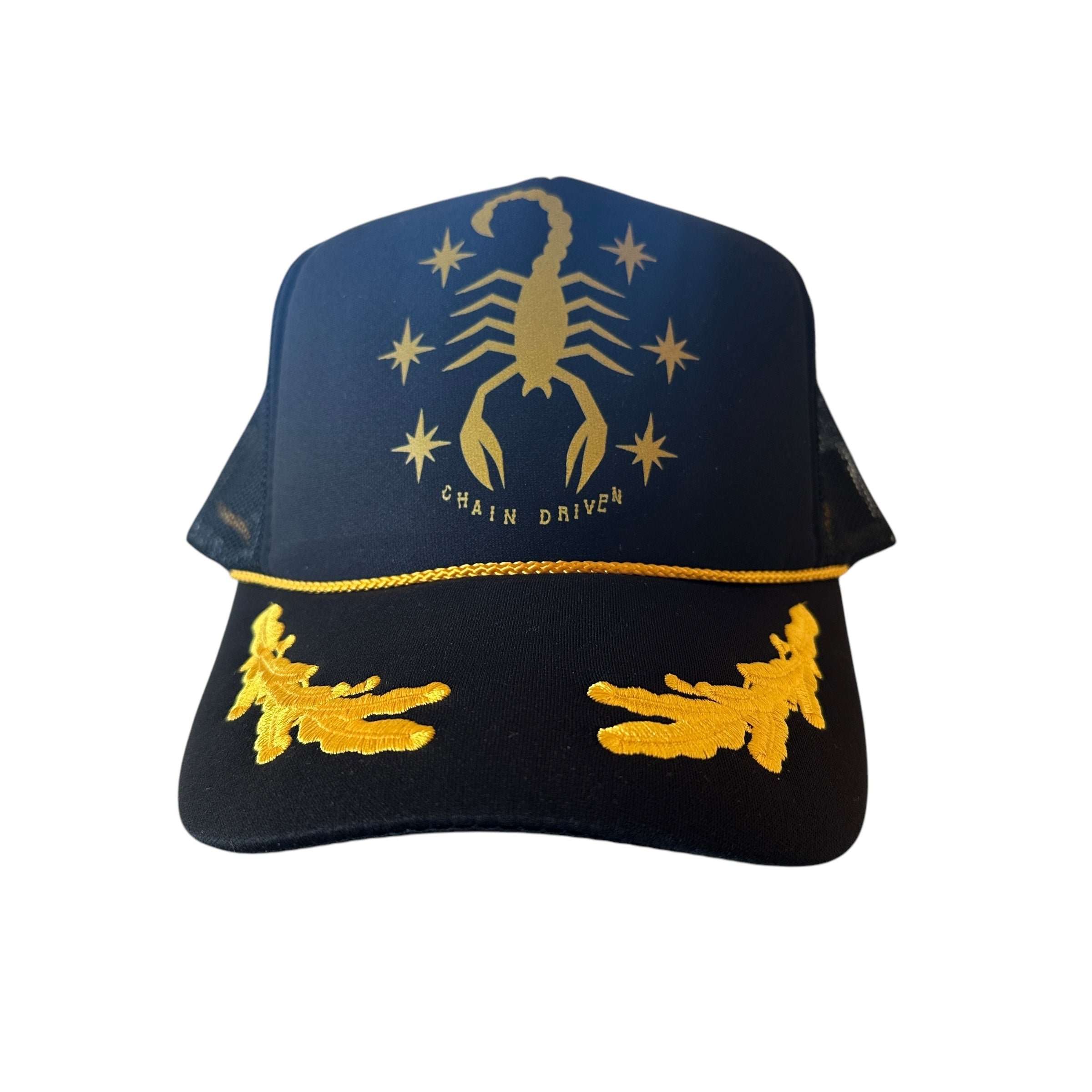 Scorpion and Star Black/Gold Trucker Hat