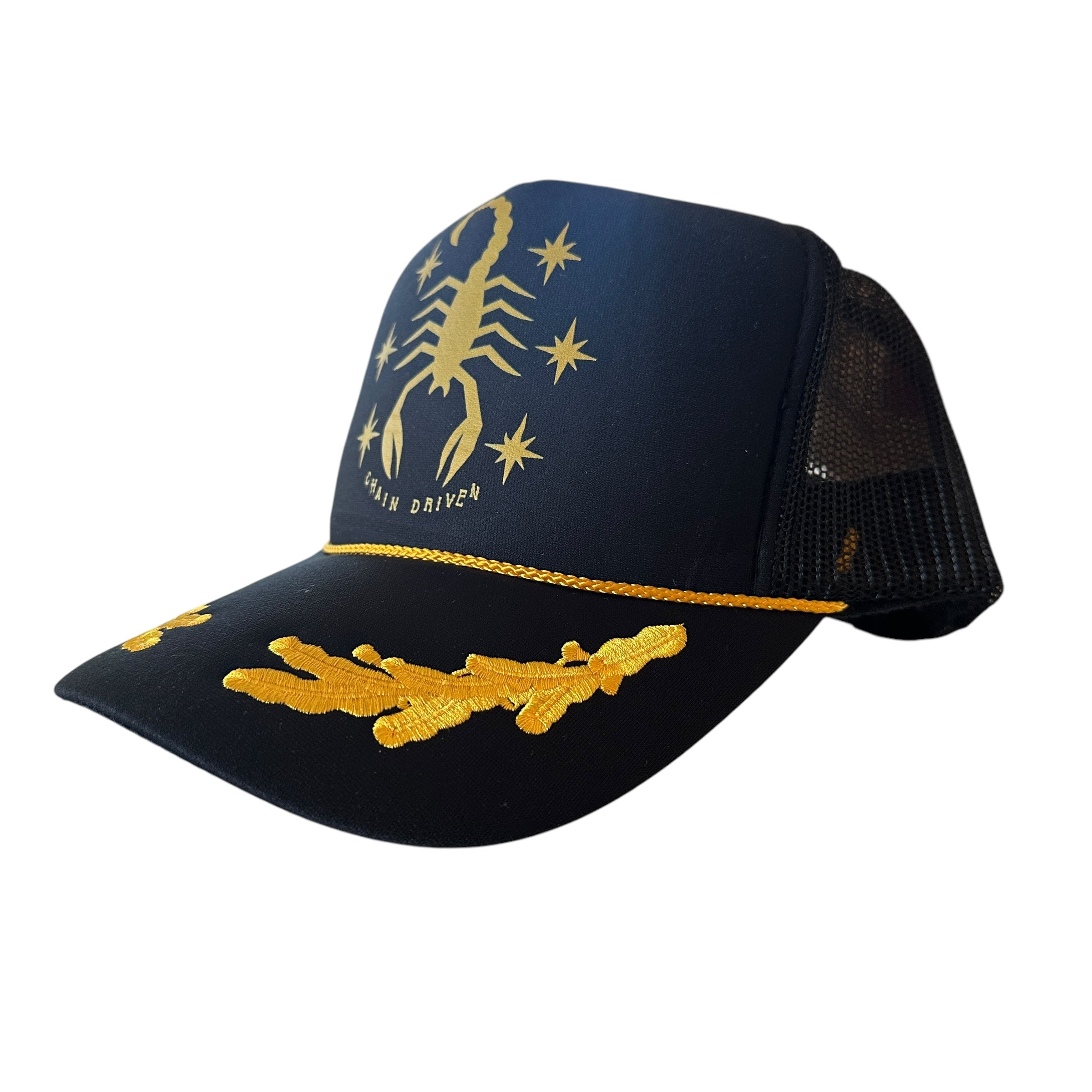 Scorpion and Star Black/Gold Trucker Hat