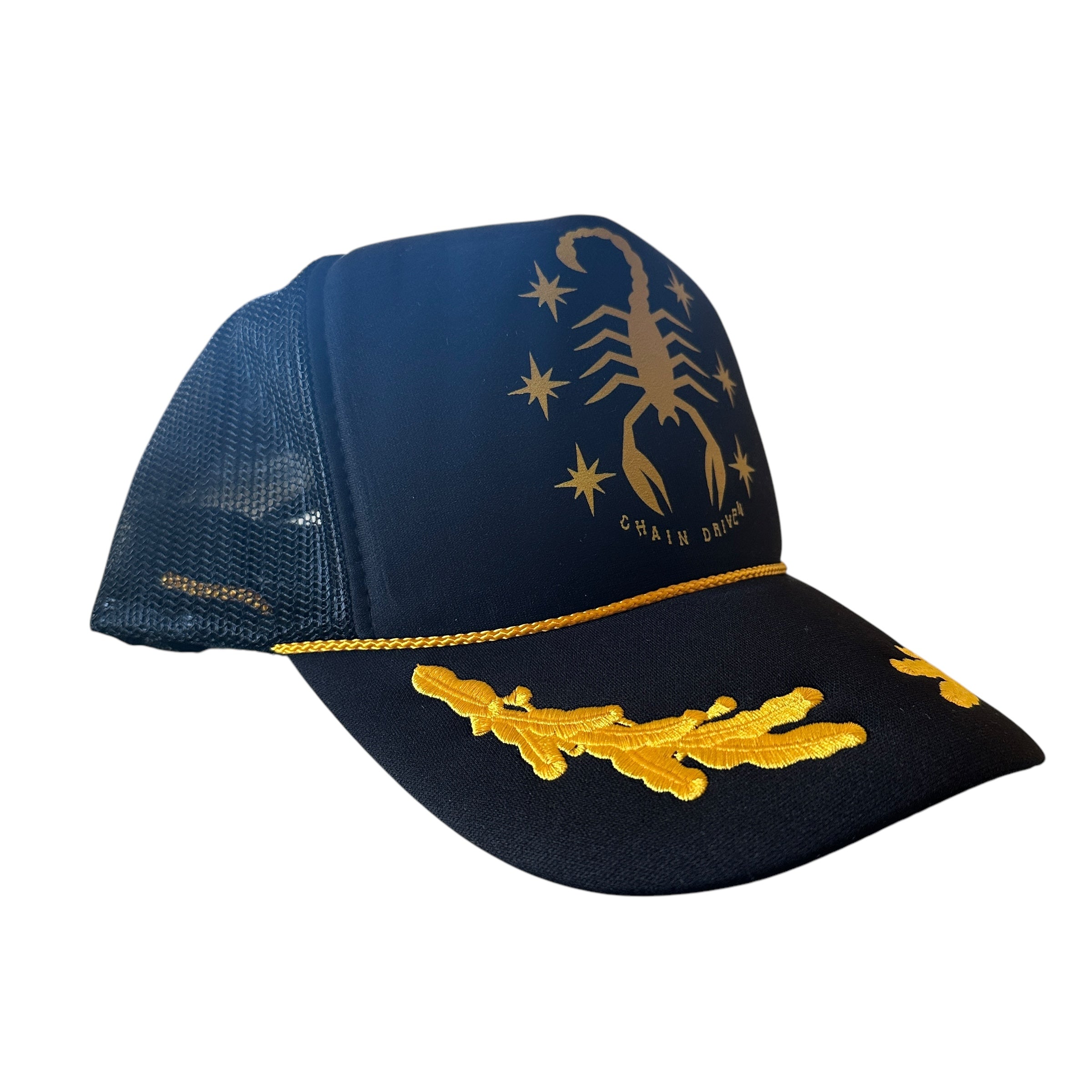 Scorpion and Star Black/Gold Trucker Hat