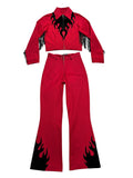 Red Flame and Fringe Suit