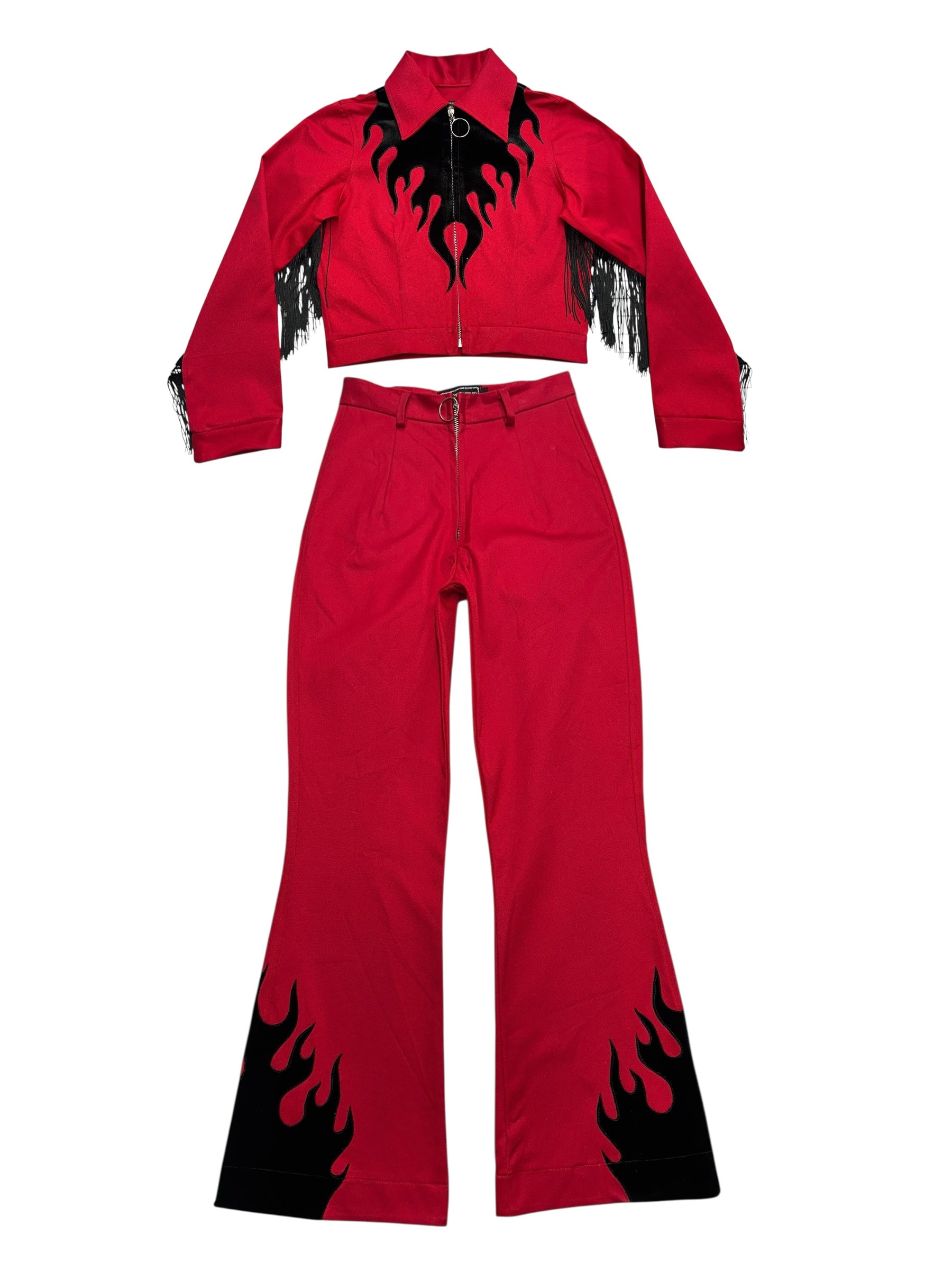 Red Flame and Fringe Suit